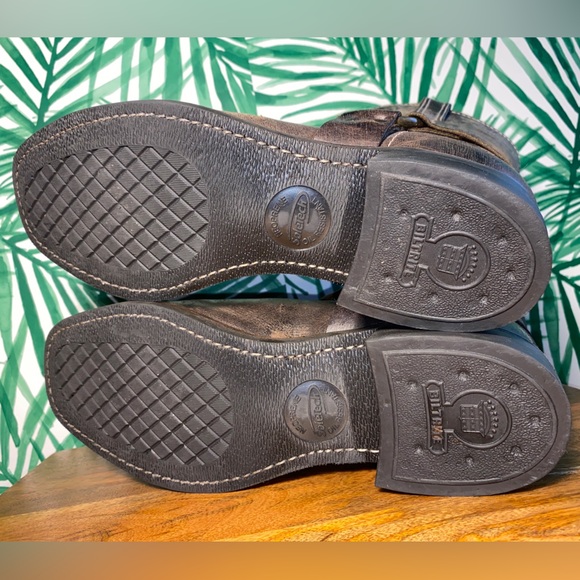 Frye Distressed Brown Leather Harness Motorcycle Boots Men’s 10 M USA - Picture 10 of 13